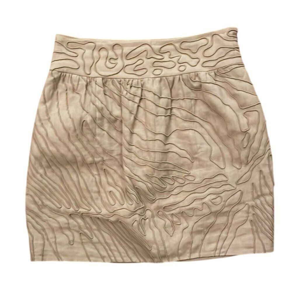 Diane Von Furstenberg DVF PAQUERITA Linen Mini Skirt Womens Size 8 Beige Tan